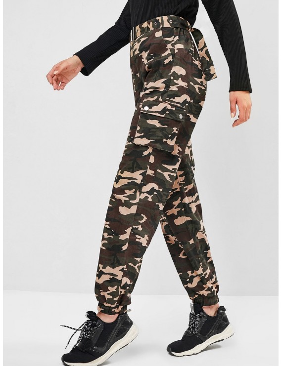  Belted Camo Jogger Pants - Multi-a Xl
