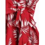  Leaf Belted Cami Wide Leg Romper - Cherry Red S