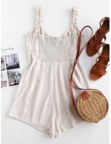  Frilled Strap Bow Cute Romper - Warm White S