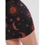 Sun And Moon Print Mesh Sheath Skirt - Black S