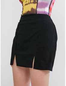 Slit Mini Skirt - Black L