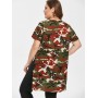 Camo Ripped Side Slit Plus Size T-shirt - Acu Camouflage 1x