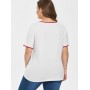 Contrasting Trim Graphic Plus Size T-shirt - White 3x