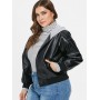 Hooded PU Leather Plus Size Jacket - Black 3x