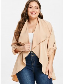  Plus Size Tunic Belted Coat - Apricot 3x