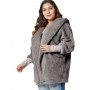 Plus Size Fluffy Hooded Tunic Coat - Gray Cloud 1x