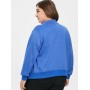 Pockets Zip Up Plus Size Jacket - Blue 3x