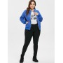 Pockets Zip Up Plus Size Jacket - Blue 3x