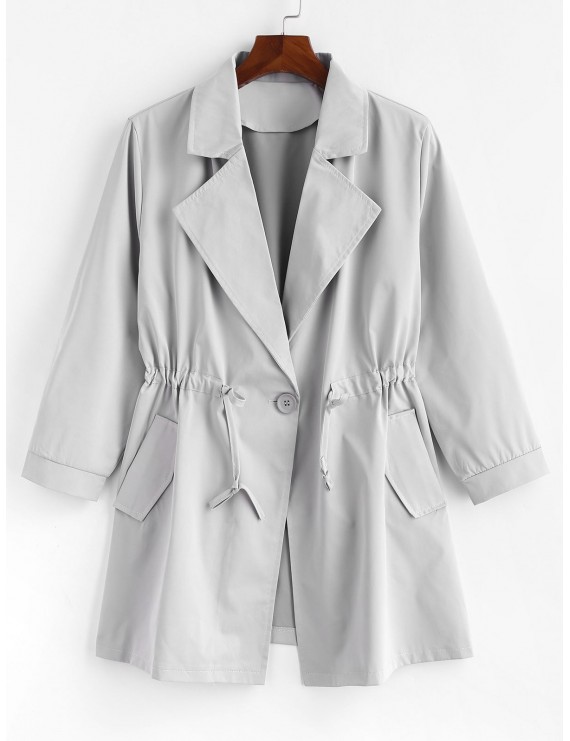 Plus Size One Button Plain Trench Coat - Gray 4x