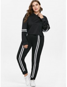 Plus Size Hoodie And Joggers Pants Sweat Suit - Black 2x