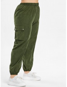 Side Pockets Plus Size Pants - Army Green 2x