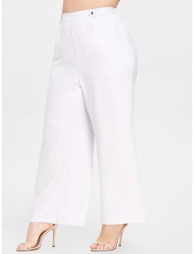  Wide Leg Plus Size Casual Pants - White 3x