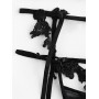 Underwire Flower Applique Garter Lingerie Set - Black M