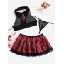Lace Hem Plaid Lingerie School Girl Costume - Black S