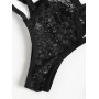 Sheer Lace Strappy Bra And Panties - Black S