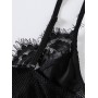 Sheer Fishnet Lace Lingerie Teddy Bodysuit - Black M