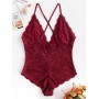 Crisscross Floral Lace Teddy - Red Wine M