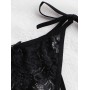 Crotchless Bowknot Lace Lingerie Briefs - Black