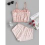 Velvet Cami Top And Shorts Lingerie Set - Pink S