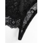 Crotchless Flower Lace Bowknot Lingerie Briefs - Black M