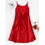 Satin Slit Cami Night Dress - Red M
