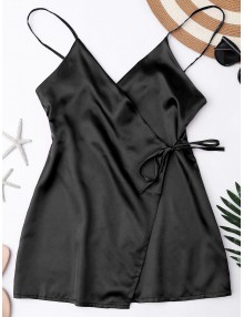 Cami Wrap Slip Dress - Black Xl